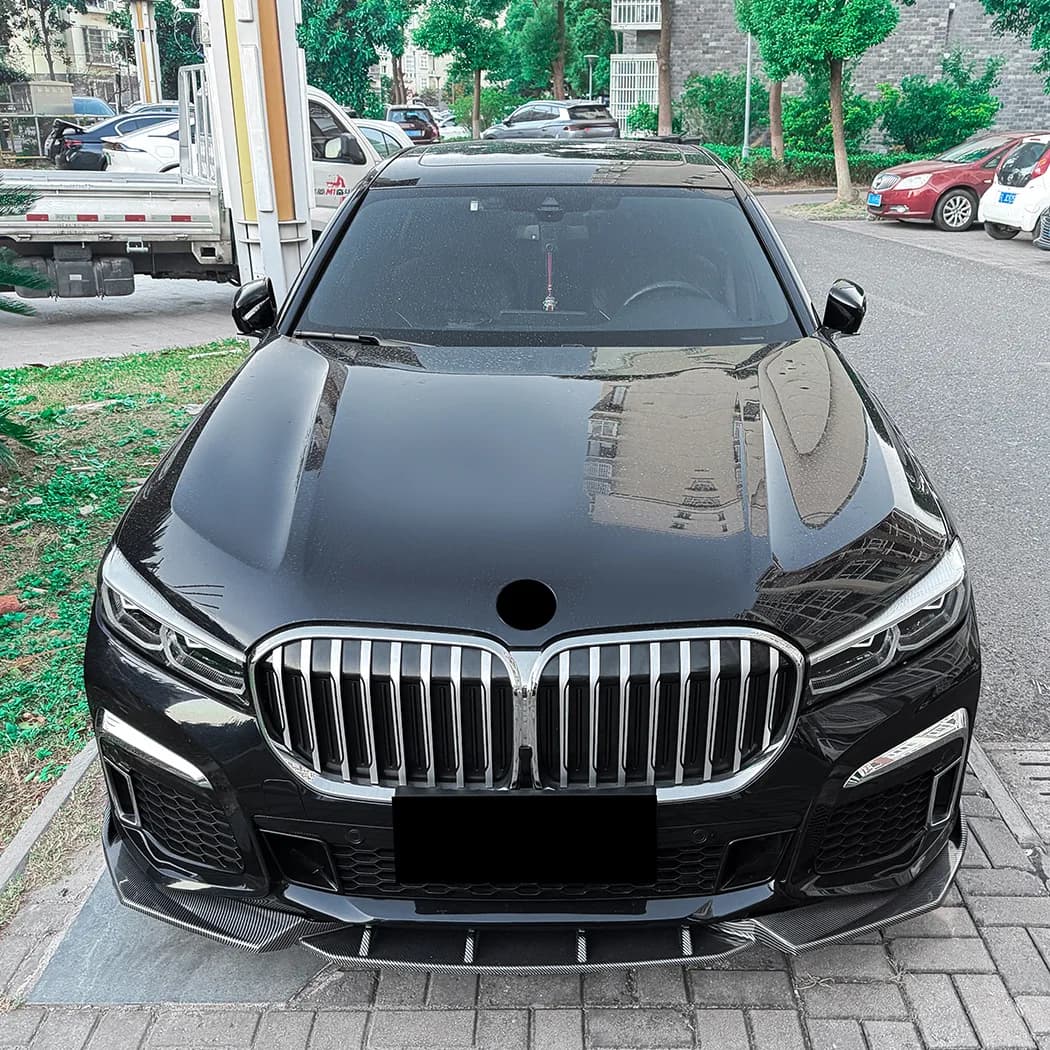 Front Bumper Lip Splitter Spoiler For BMW 7 Series G11 G12 LCI M Sport 2019-2022 Piano Black Carbon Fiber Lower Diffuser Mod Kit