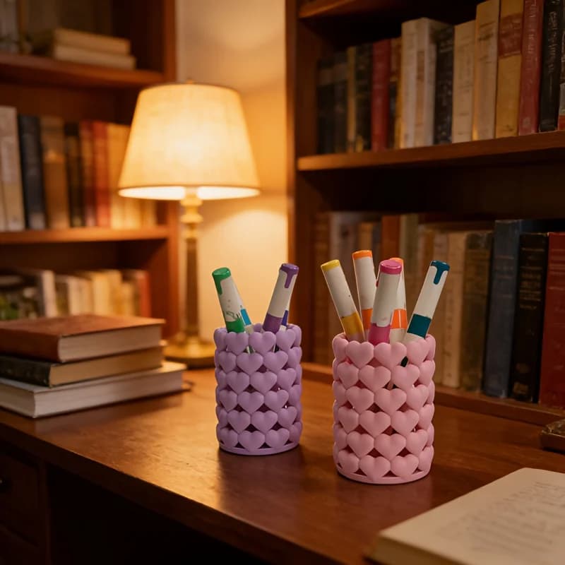 1 astuccio creativo a forma di cuore | Realizzato in plastica, offre ampio spazio per riporre le matite, per casa e scuola