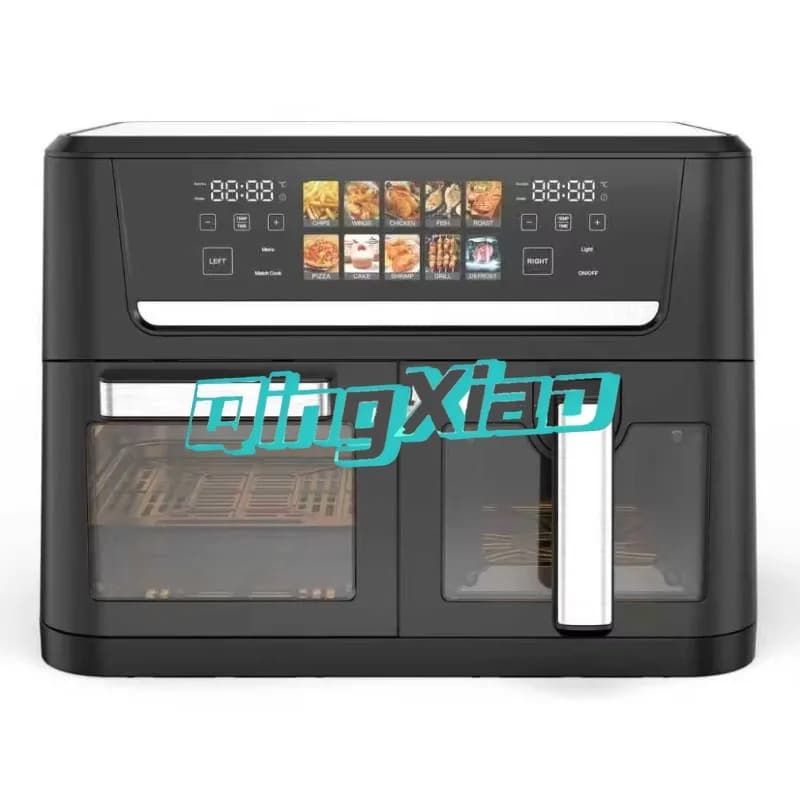 Forno Friggitrice ad Aria Doppia da 14L con Display Digitale, Cottura Sana Senza Olio, 2 Alimenti Simultaneamente, Parti Lavabili in Lavastoviglie, Per Uso Domestico e Commerciale