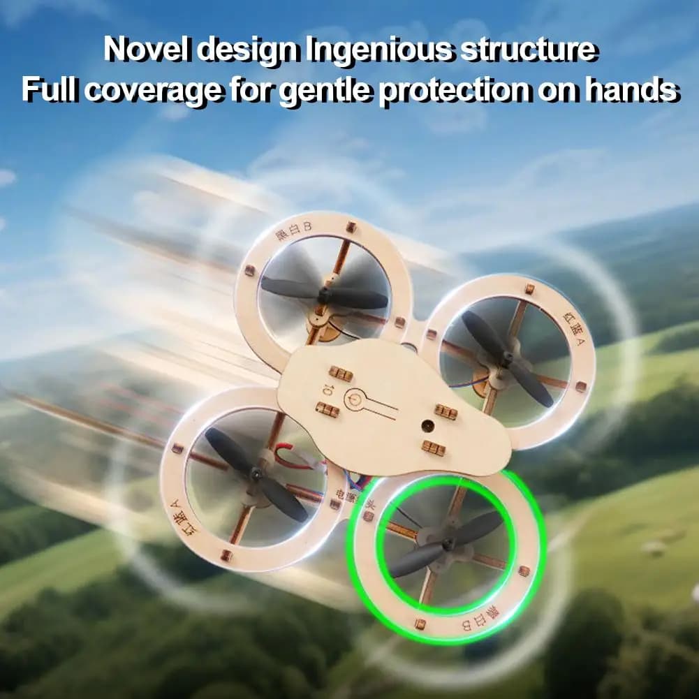 Kit modello drone quadricottero fai-da-te in legno con assemblaggio telecomandato Giocattolo educativo coinvolgente per bambini e adulti Costruisci senza colla