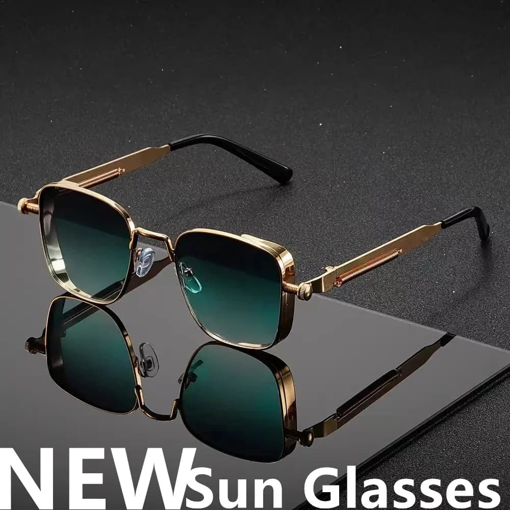 New Retro Metal Square Sunglasses, Unisex, High-Quality Steampunk, UV400, Fashion Driving Glasses, Outdoor, Versatile Sunglasses