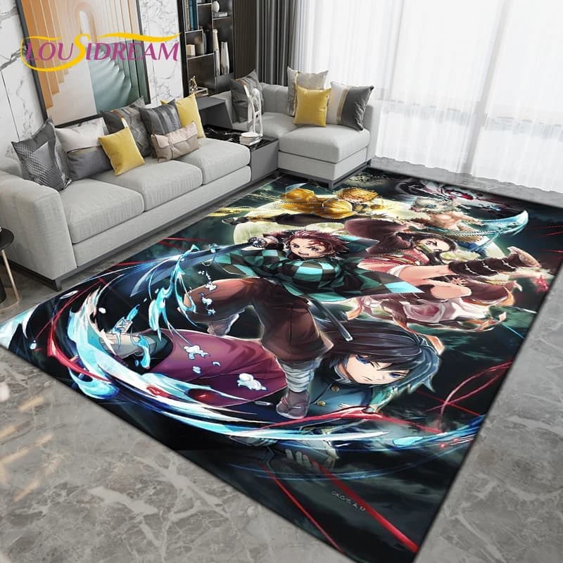 Cartoon Demon Slayer Cartoon Cartoon, Cartoon for Living and Kids Room, Anti-slip Carpet for Game and Catching