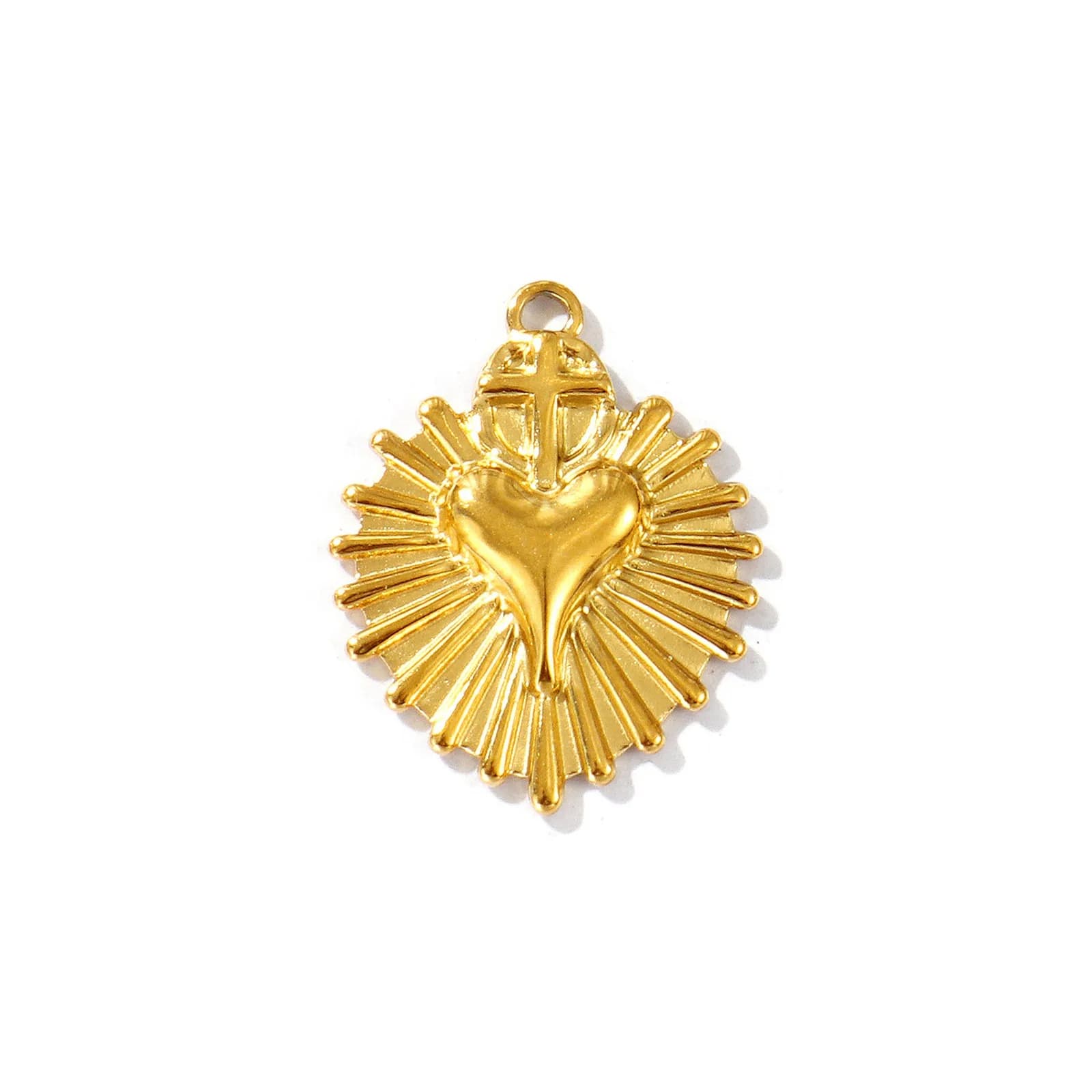 2 Pezzi Ciondoli Religiosi in Acciaio Inossidabile 304 Placcati Oro 18K, a Forma di Occhio, Cuore e Pane, per Creazione Fai da Te di Collane e Orecchini, Componenti per Gioielli