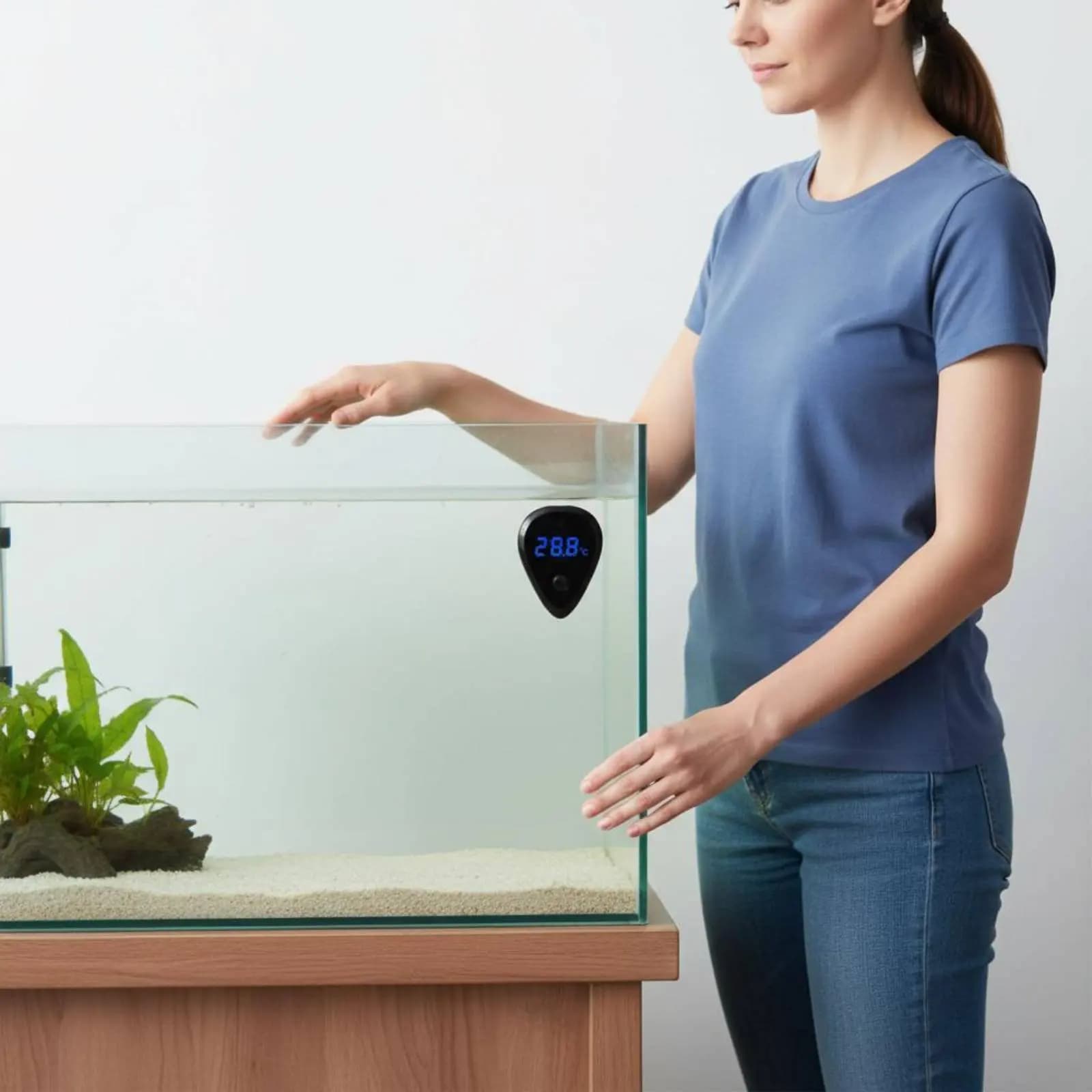 Termometro Digitale per Habitat Acquatici con Funzione di Attivazione a Pressione, Monitor della Temperatura dell'Acqua a Batteria