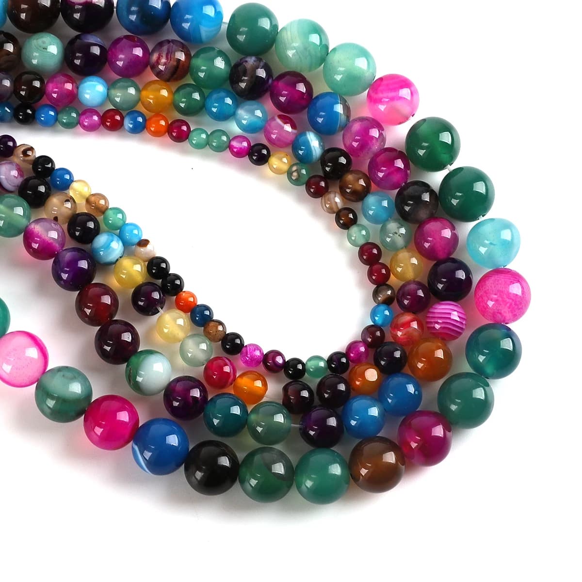 Perline di agata naturale colorate, rotonde, sfuse, per la creazione di gioielli, braccialetti fai da te, collane e accessori.