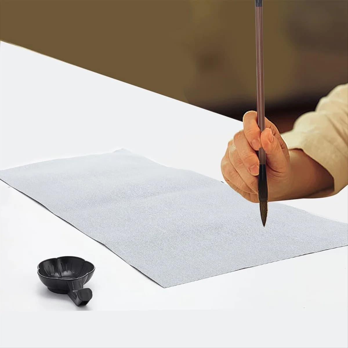 ABLQ Calligraphy Set Water Writing Cloth Set 12 Sheets of Water Writing Paper 3 Sizes of Brushes 1 Water Tray for Painting
