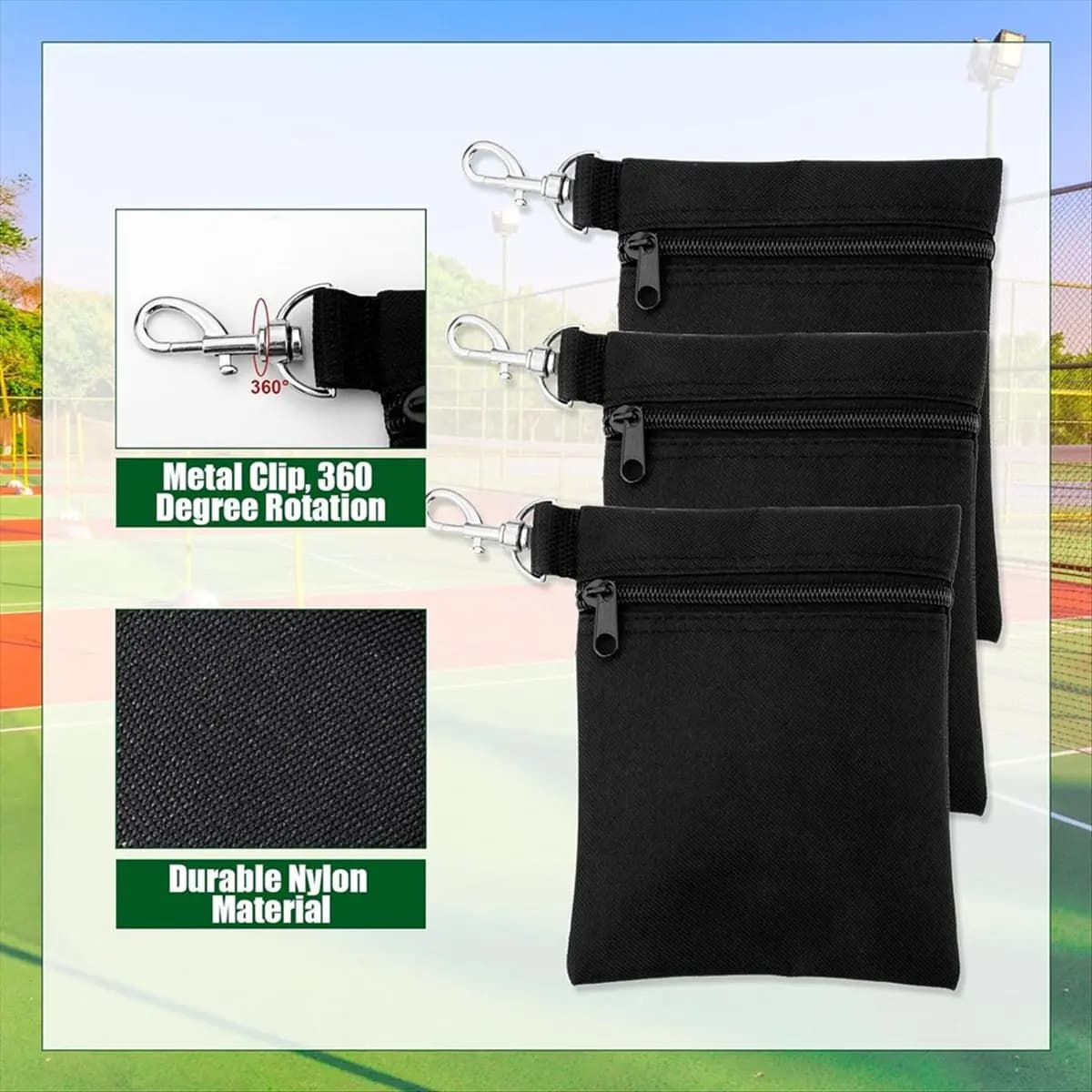 * ABCDH 3 sacchetti per tee da golf, custodia da golf con cerniera, borsa per accessori da golf, borsa per riporre palline da golf, accessori da golf