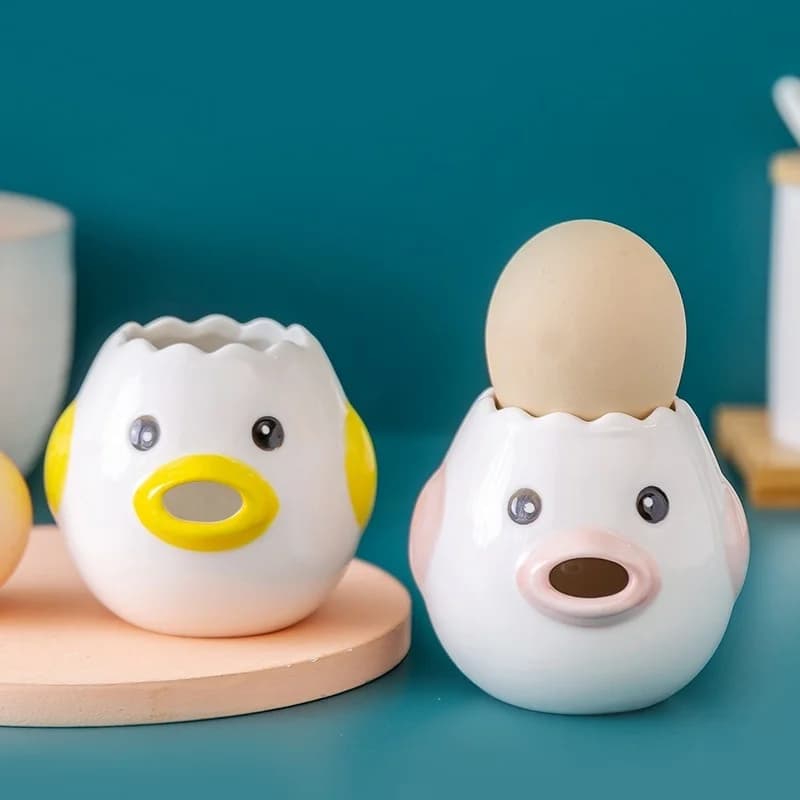 Adorabile separatore di albume d'uovo carino pollo in ceramica tuorlo d'uovo separatore di proteine colino per uova strumento da cucina accessori per la cottura portauova