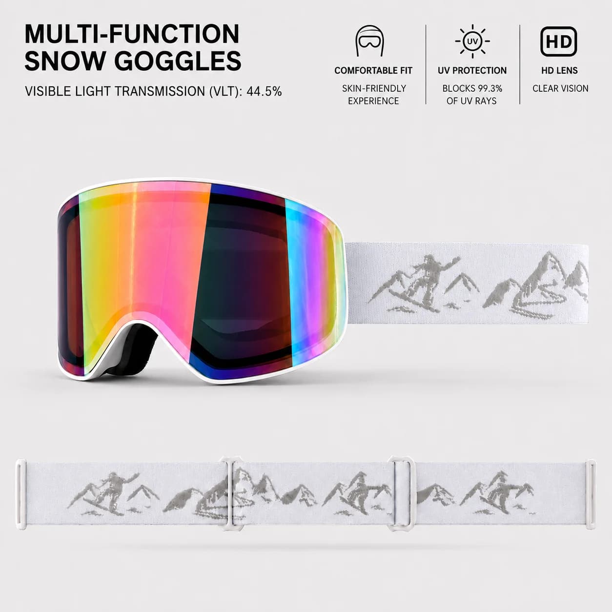 Professional Outdoor Anti-UV Ski Goggles, Wind & Sand Resistant, HD Anti-Fog Eyewear for Skiing, Cycling & Motorcycle Sports