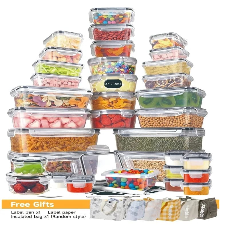 Set of 48 BPA-Free Food Containers - 24 Airtight Containers with Cooking, Dispensing and Travel Labels