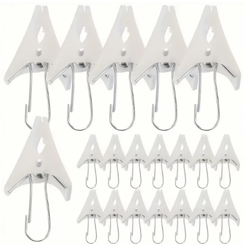 18 pcs White Small Clips with Strong Grip, Won't Fall Off, for Fixing Curtains, Hanging Photos and Drying Socks