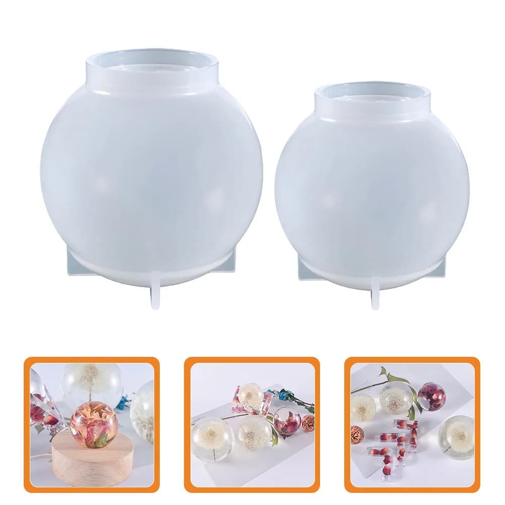 Set di 2 Stampi in Silicone per Resina Cristallina, Morbidi e Flessibili, per Creare Sfere, Globi, Candele e Gioielli Fai-da-Te