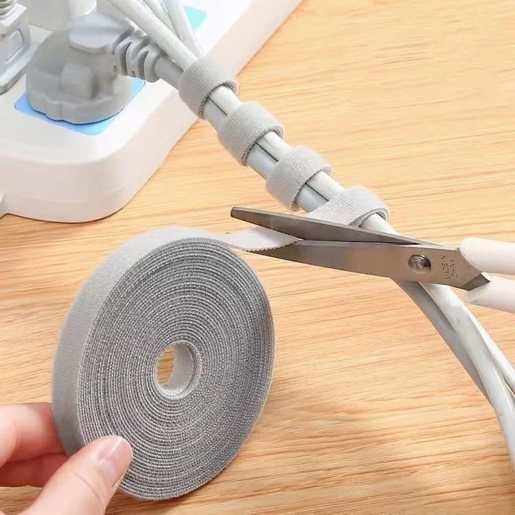 1/5M Cable Manager Data Cable Storage Artifact Reusable Cable Tie Nylon Free Cut Desk Wire Organizer Cable Binding Tape