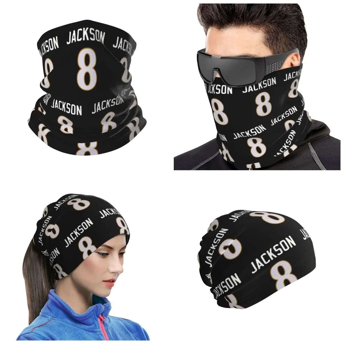 Lamar Jackson Bandana Neck Cover Printed Mask Scarf Multi-use Face Mask For Men Women Adult Windproof