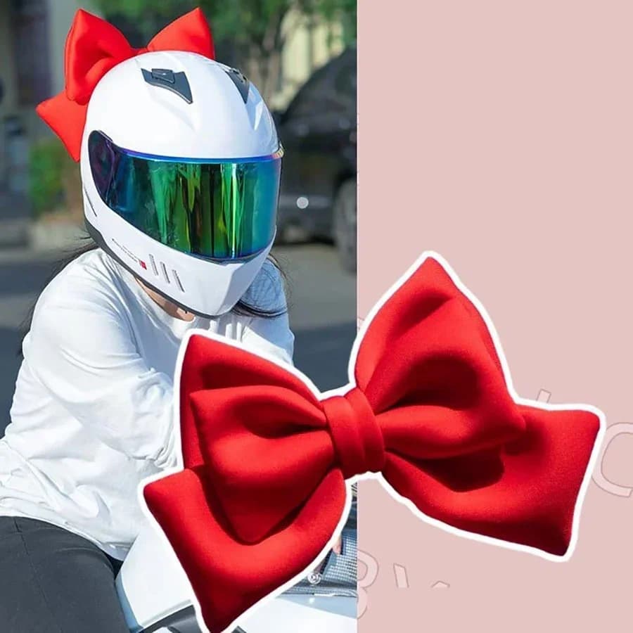 Decorazioni per casco con fiocco grande Modello per casco Bowknot con ventosa Accessori esterni per casco da moto per bici da sci