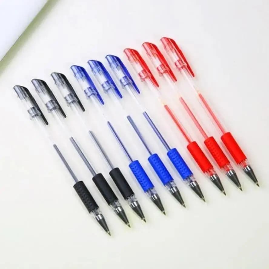 Set da 10 pezzi di penne gel da 0,5 mm con inchiostro nero, blu e rosso, per scrittura fluida, forniture per studenti, ufficio e scuola