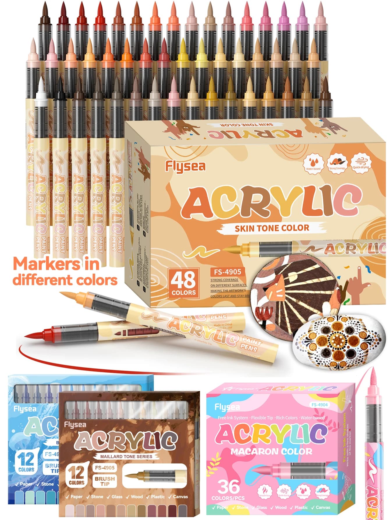Penne per pittura a 96 colori, pennarelli acrilici a liquido diretto, 48 colori per la pelle, 36 colori macaron e 8 temi di colori, pittura e graffiti, set da colorare, strumenti da disegno professionali, forniture per studenti per il ritorno a scuola, regali per le vacanze per Halloween, Natale, Pasqua, graffiti