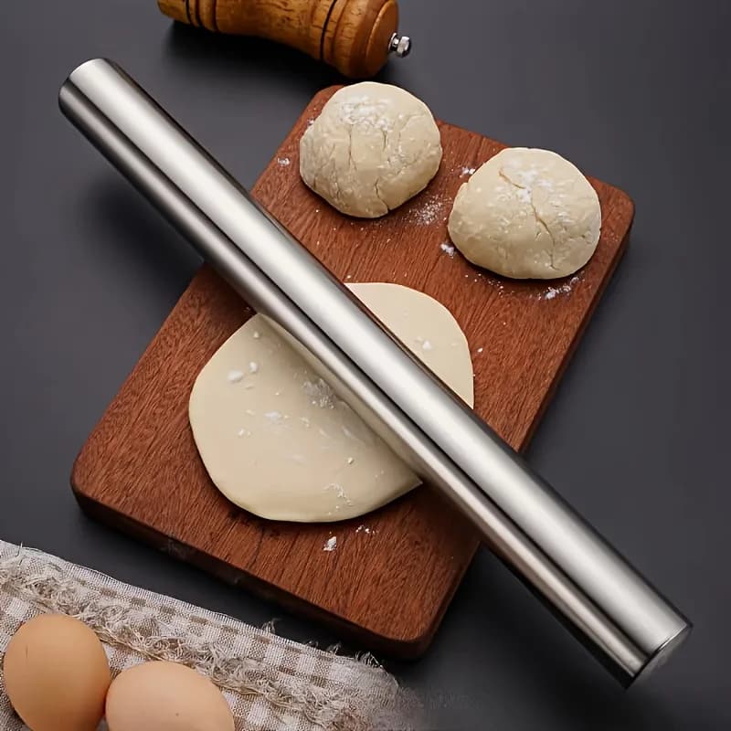 Mattarello in acciaio inossidabile per la cottura, rullo per impasto leggero e cavo per biscotti, torte, ravioli, pizza, 3 misure