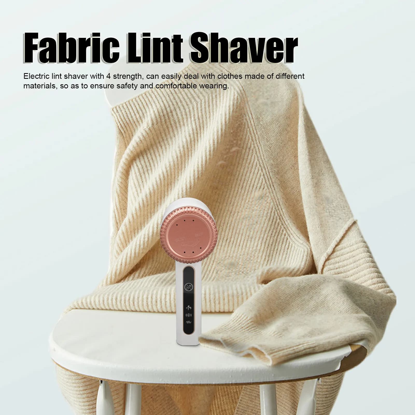 Electric Lint Shaver 4 Strength Stainless Steel Cutter Rechargeable Fabric Lint Remover White