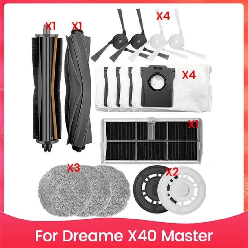 SEWS-16PCS Brush Mop Cloth Filter Dust Bag And Mop Cloth Holder Kit For Dreame X40 Master Vacuum Cleaner Replacement Parts