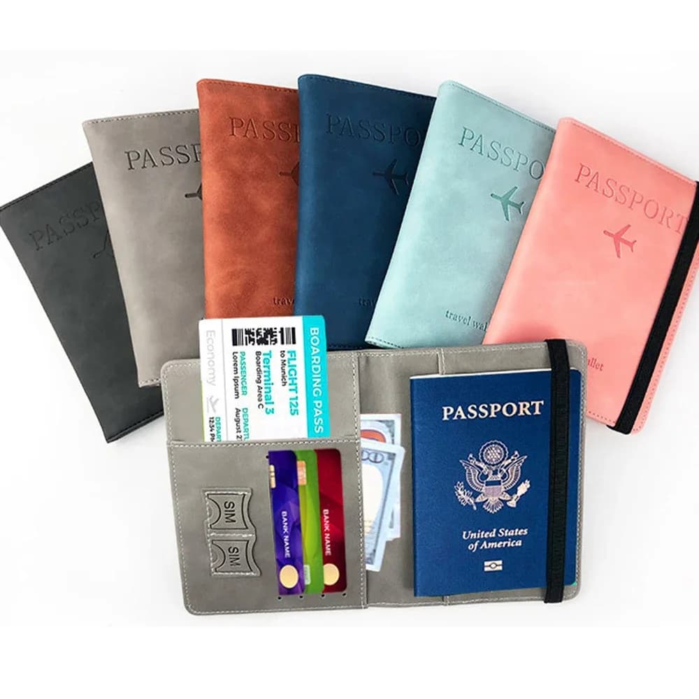 Moda PU RFID Passaporto Cover Strap Porta passaporto Portafoglio da viaggio Donna Uomo ID Porta credito Copertine per passaporto Accessori da viaggio