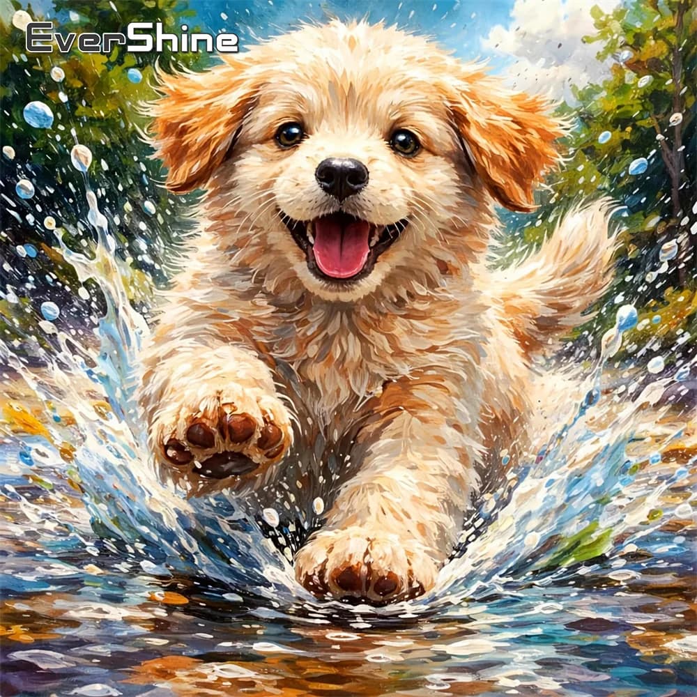 EverShine Pittura Diamante 5D Cane, Mosaico Punto Croce, Immagine Animale, Ricamo con Strass, Forniture Artigianali in Acrilico, Hobby per Bambini