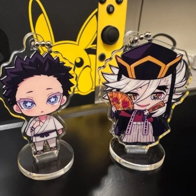 Demon Slayer: Kimetsu No Yaiba Acrilico Stand Figura Portachiavi Akaza Douma Anime Periferico Simpatico Cartone Animato Desktop Ornamento Ciondolo