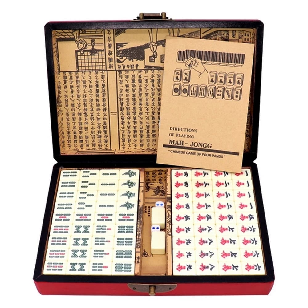 Set di Mahjong Cinese Numerato con 144 Tessere, Gioco Portatile con Scatola