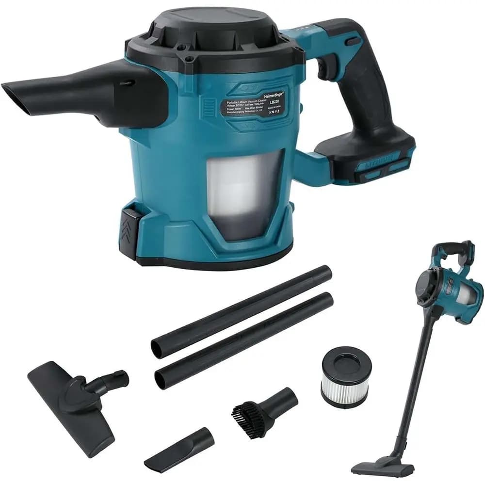 Aspirapolvere Portatile Compatibile con Batteria 18V LXT, Motore da 500W, Aspirazione 85kPa, per Casa, Auto e Pavimenti in Legno