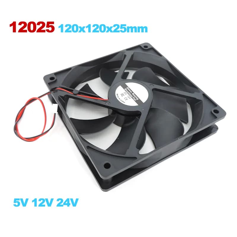 Ventola di Raffreddamento 5V 12V 24V 120mm 12cm 12025 120x120x25mm, Ventola di Raffreddamento DC Brushless 2PIN O21