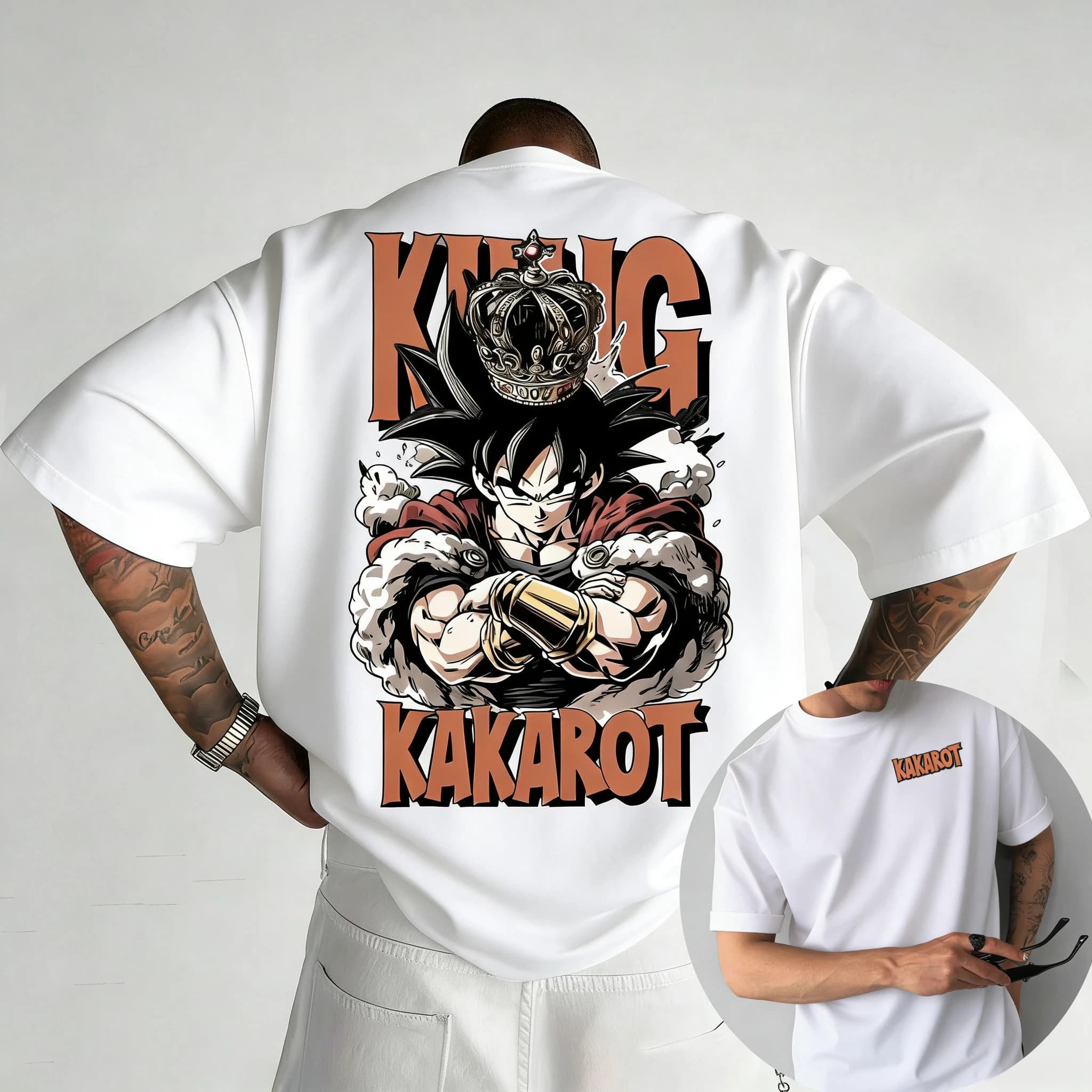 T-shirt Uomo Sportiva Larga a Girocollo in Cotone Stampato Dragon Ball Anime Goku per la Primavera Estate 2026