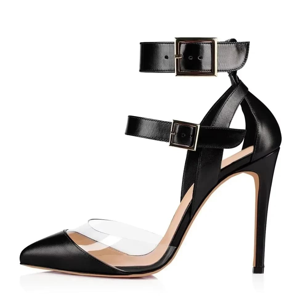 Scarpe da Donna Sexy con Tacco a Spillo 2026, Sandali Estivi Trasparenti in PVC con Punta Affusolata, Tacco Alto con Cinturino alla Caviglia, per Feste, Cerimonie e Matrimoni