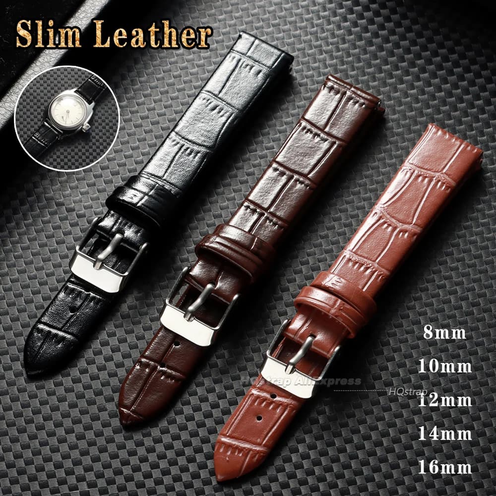 Fashion Ultra-Thin Leather Watch Strap 8mm 10mm 12mm 14mm 16mm Universal Wristband Soft for Men Women Sport Bracelet Accessories