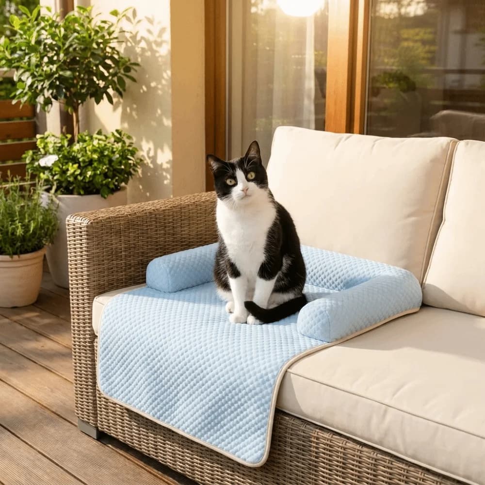Dog Sofa Bed Breathable Dog Cooling Mat Detachable Non-Slip Pet Sleeping Pad Comfortable with Pillow Dog Sofa Cushion Indoor