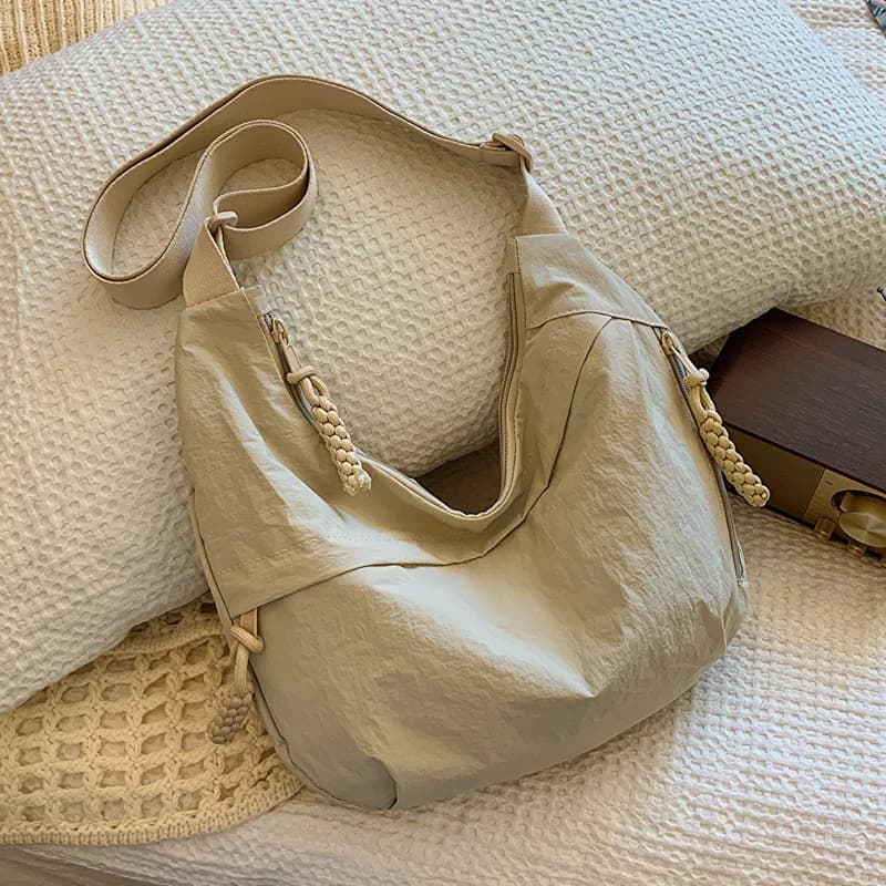 Versatile Shoulder Bag, Nylon Travel Messenger Bag Washed and Stropicciato, Style Retro Casual Light, Bag Bag