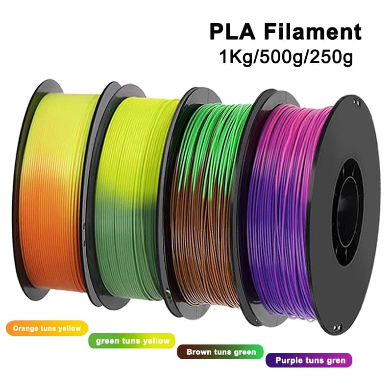 Filament for 3D printer from 1.75 mm PLA Green tuns Yellow Change color with temperature 250g 500g 1Kg Material for 3D printing sublimation