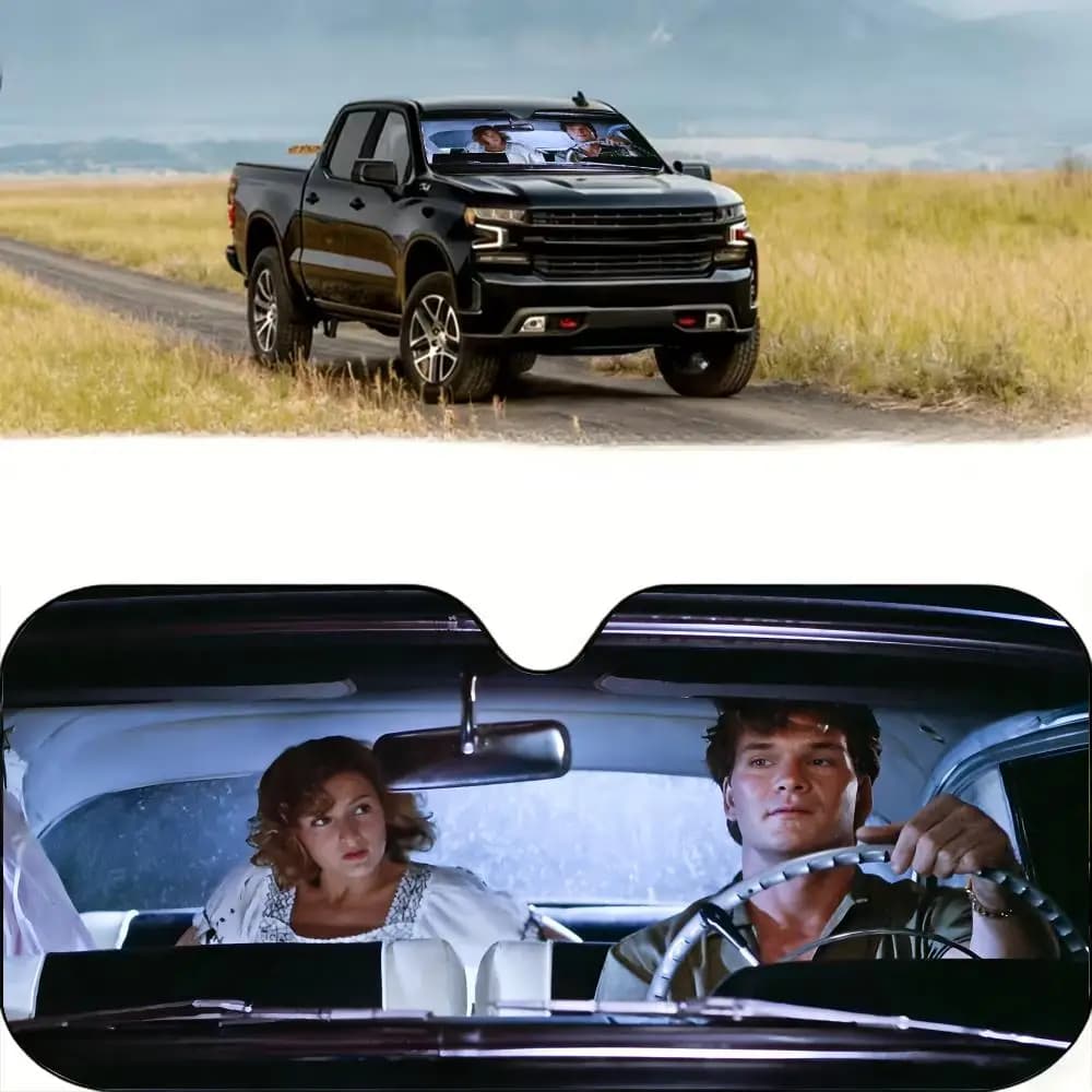Parasole per auto D-Dirty Dancing Movie, riutilizzabile, in lamina di alluminio, protezione UV, isolamento termico a tre strati, parabrezza parasole