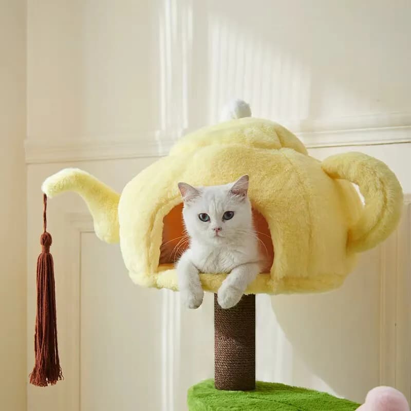 Accessori di Lusso per Torre per Gatti da Interno, Moderna Torre per Gatti in Legno con Scale e Tiragraffi, Arredamento per Animali Domestici