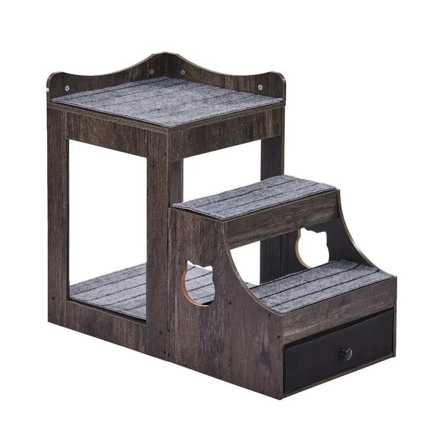 VEVOR Letto a castello per animali domestici con scale per cani/gatti, per finestra, con contenitore per interni, grigio