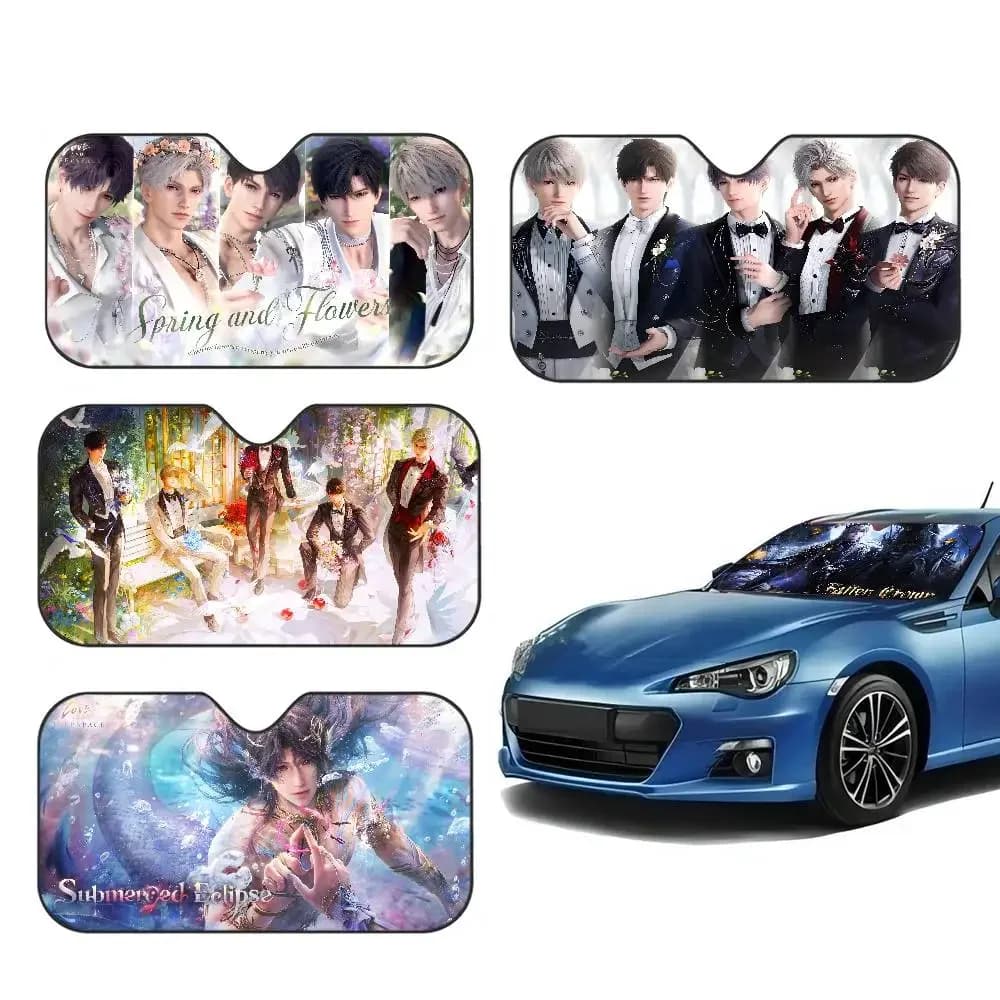 Anime Love And Deepspace Parabrezza Parasole Anime Carino Auto Parabrezza Anteriore 70x130 cm Visiera Parasole Riflettore di Calore