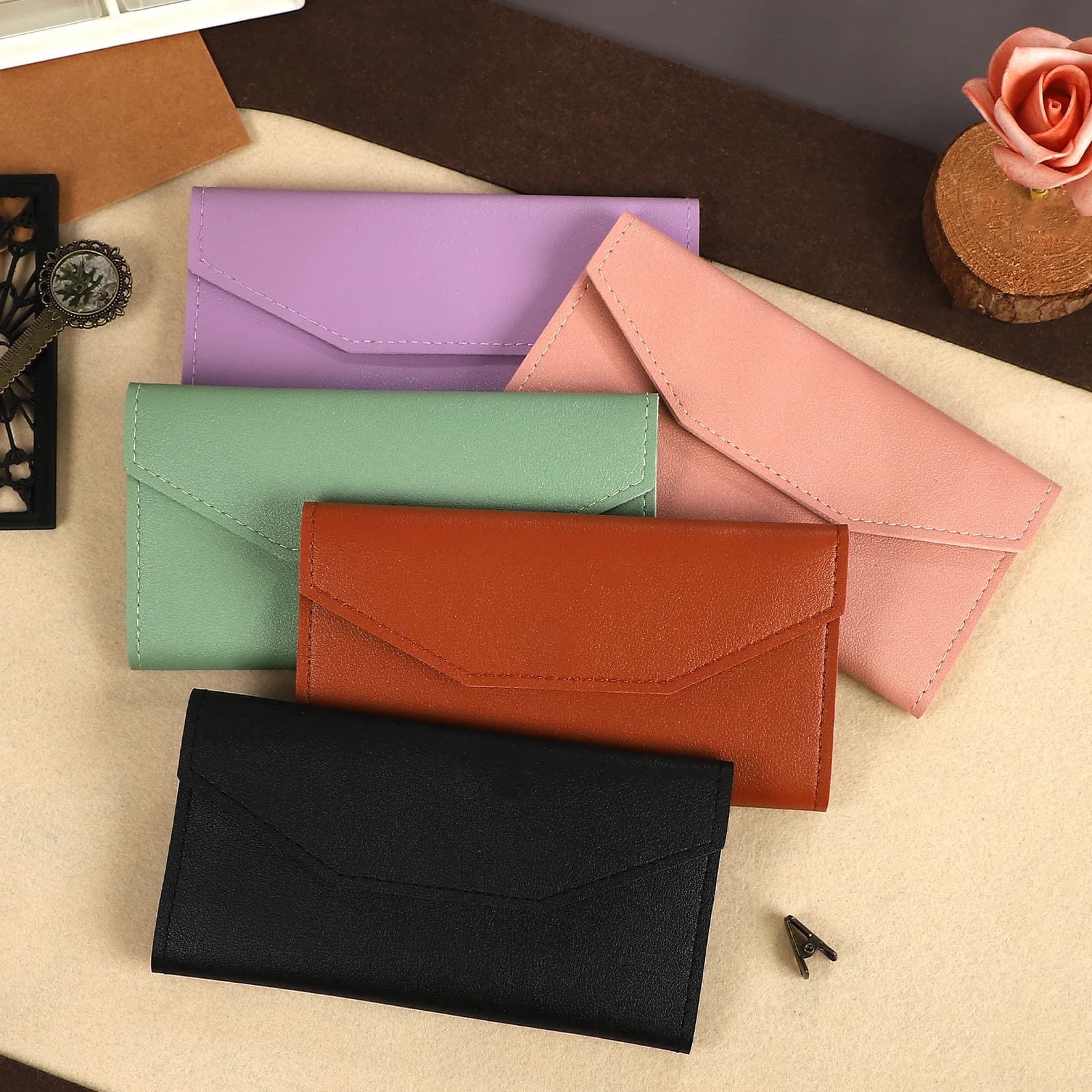 Vintage Colorful Multifunctional Handbook Leather Tweezers Storage Bag Creative DIY Journal Material Collage Stationery
