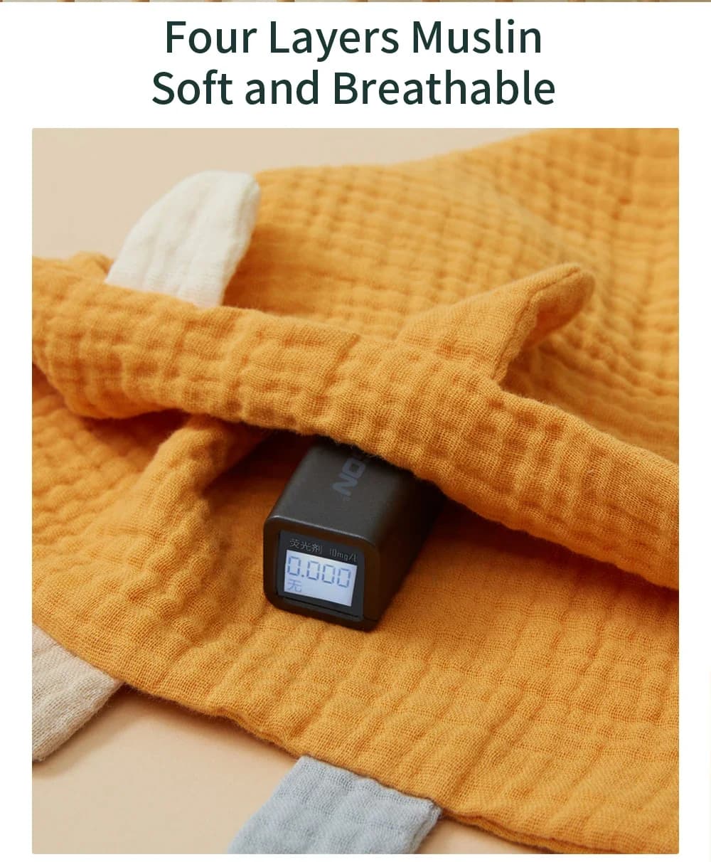Asciugamano BabyAppease, Morbida Coperta in Cotone Confortevole con Etichette Colorate, Giocattolo Massaggiagengive per Neonati, Regalo per il Sonno e l'Allattamento