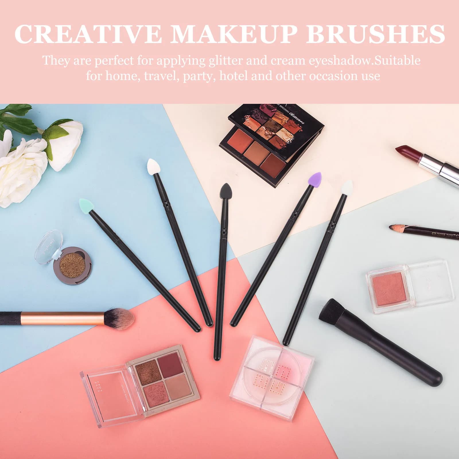 Set of 5 Silicone Makeup Brushes, Professional Umbrella Brushes, Naso, Lip, Eyes and Application of Sparkling Powder