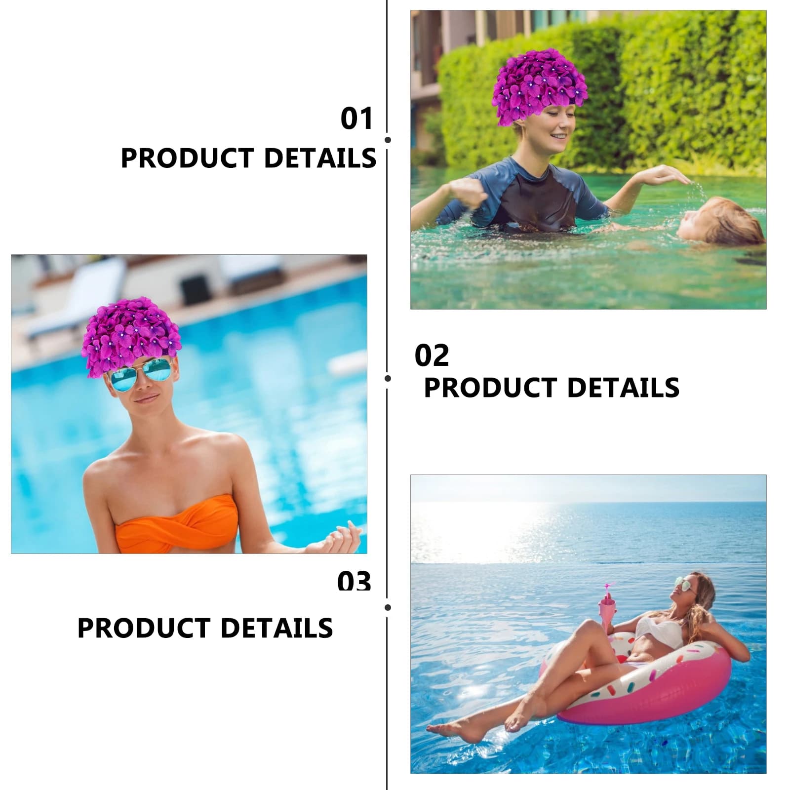 Nuoto Headphone with Petalo Shape Hair Protection, 3D Design in Flower, Lightweight and Waterproof for Women and Girls, Beach and Pool Ear Guard