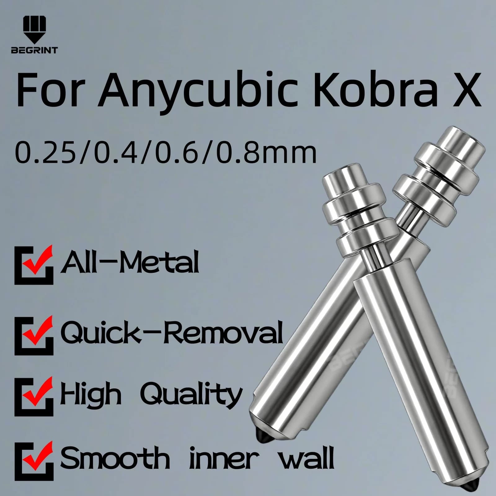 Per Anycubic Kobra X: Ugello Hotend Bimetallico 0.2/0.4/0.6/0.8mm, Testina di Stampa Integrata Anti-Perdita per Hotend Originale KX