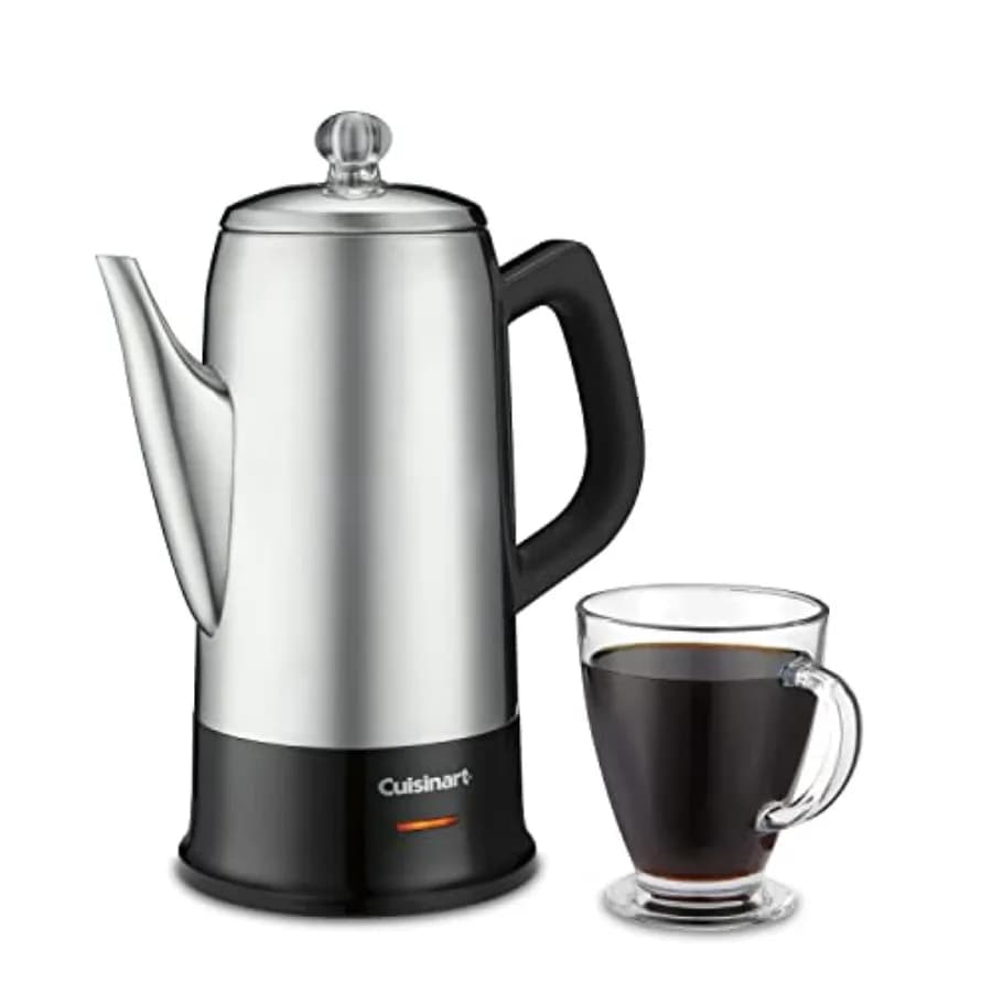 Caffettiera Classica a Percolazione PRC-12N da 12 Tazze in Acciaio Inossidabile con Costruzione Robusta e Prestazioni di Infusione Efficienti