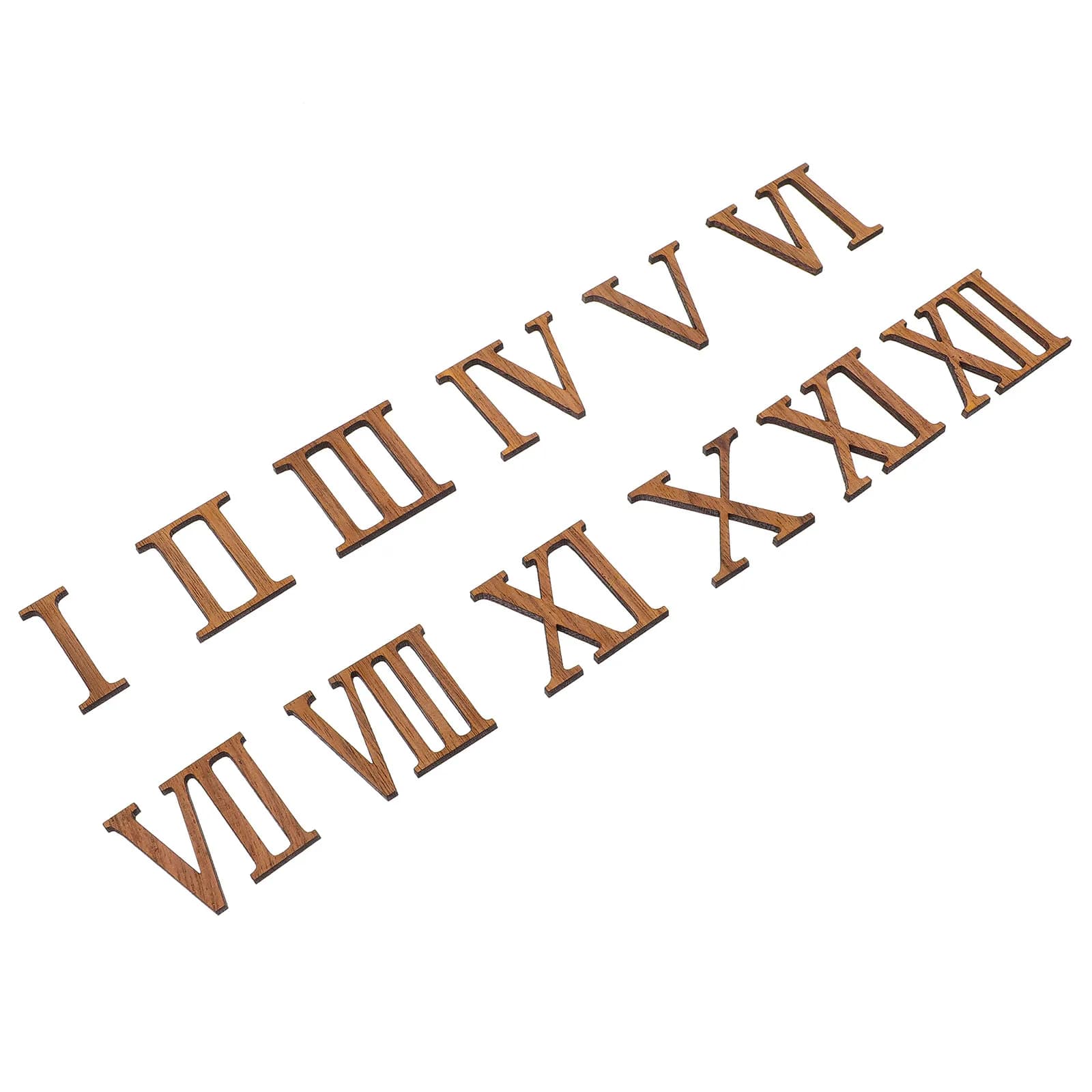 Kit of 12 Roman Numerals for Wall Clock, Parts of Replacement Wood for DIY Repair, Accessories and Spare Parts