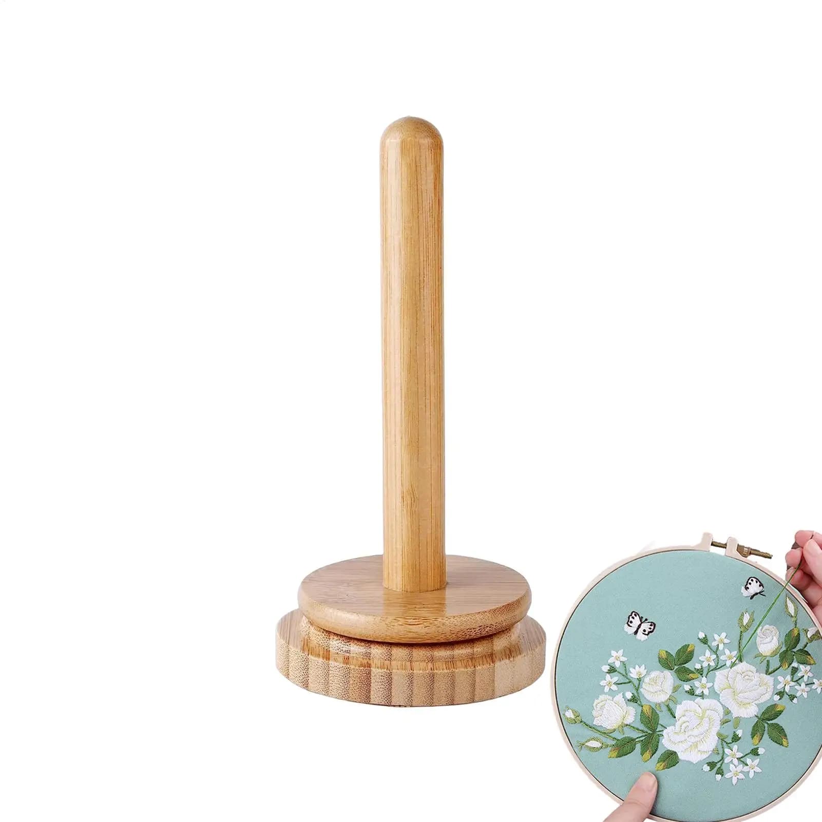 Supporto per Filati in Legno, Dispenser Manuale Rotante per Gomitoli, Accessori per Lavori a Maglia, Cucito e Uncinetto