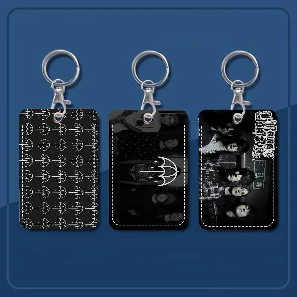 B-Bring Me The H-Horizon PostHuman Style PU Access Card Holder With Keychain - Executive Protection For Bank Bus Card Case