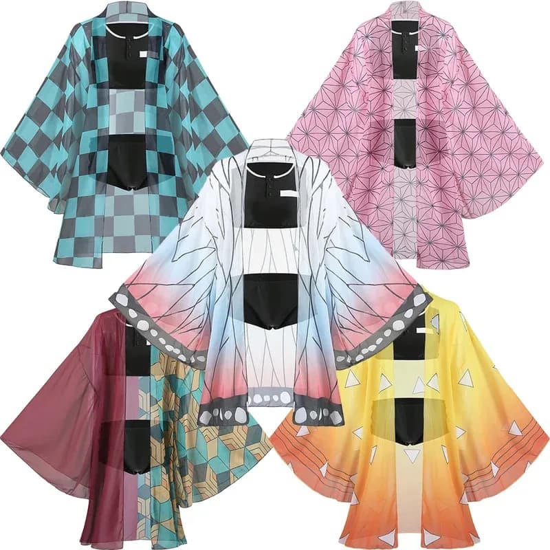 Costume da bagno Anime Demone Kochou Shinobu Kamado Tanjirou Costume Cosplay Kimono Agatsuma Zenitsu Bikini Sexy Spiaggia Estate Halloween